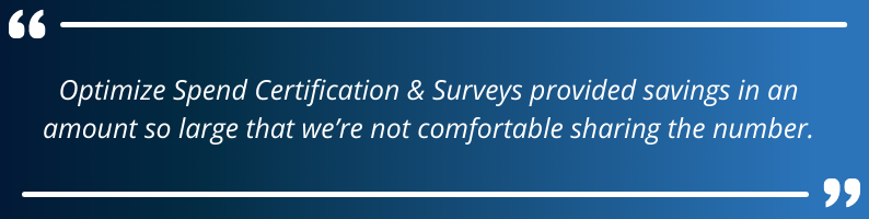 Optimize Spend Certification & Surveys
